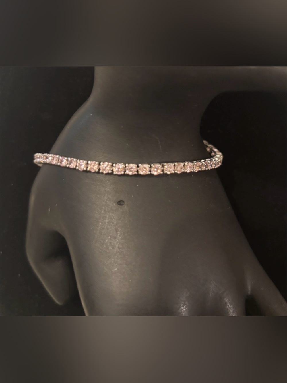 Delicate Pink Crystal Tennis Bracelet for Women